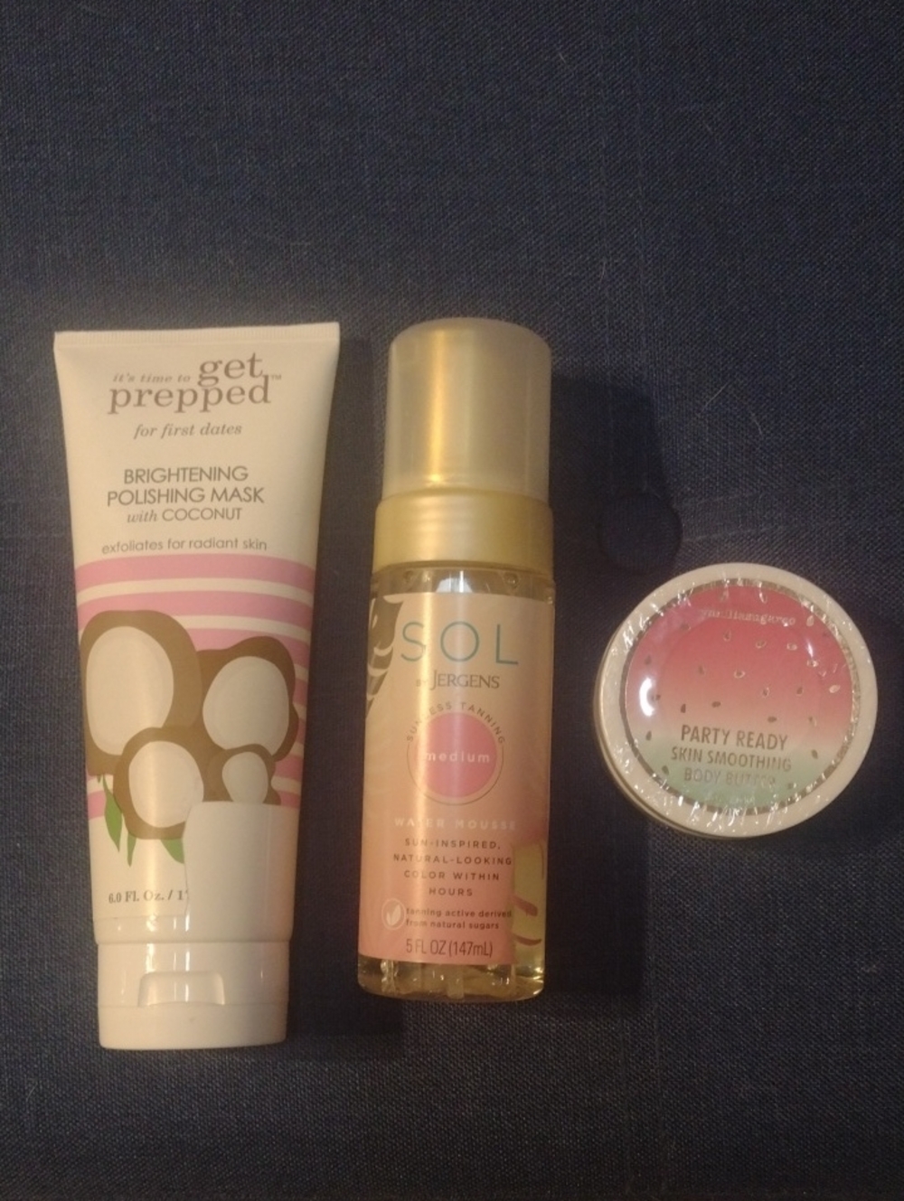 Get Prepped Polishing Mask, Sol Self Tanner, Party Ready Body Butter